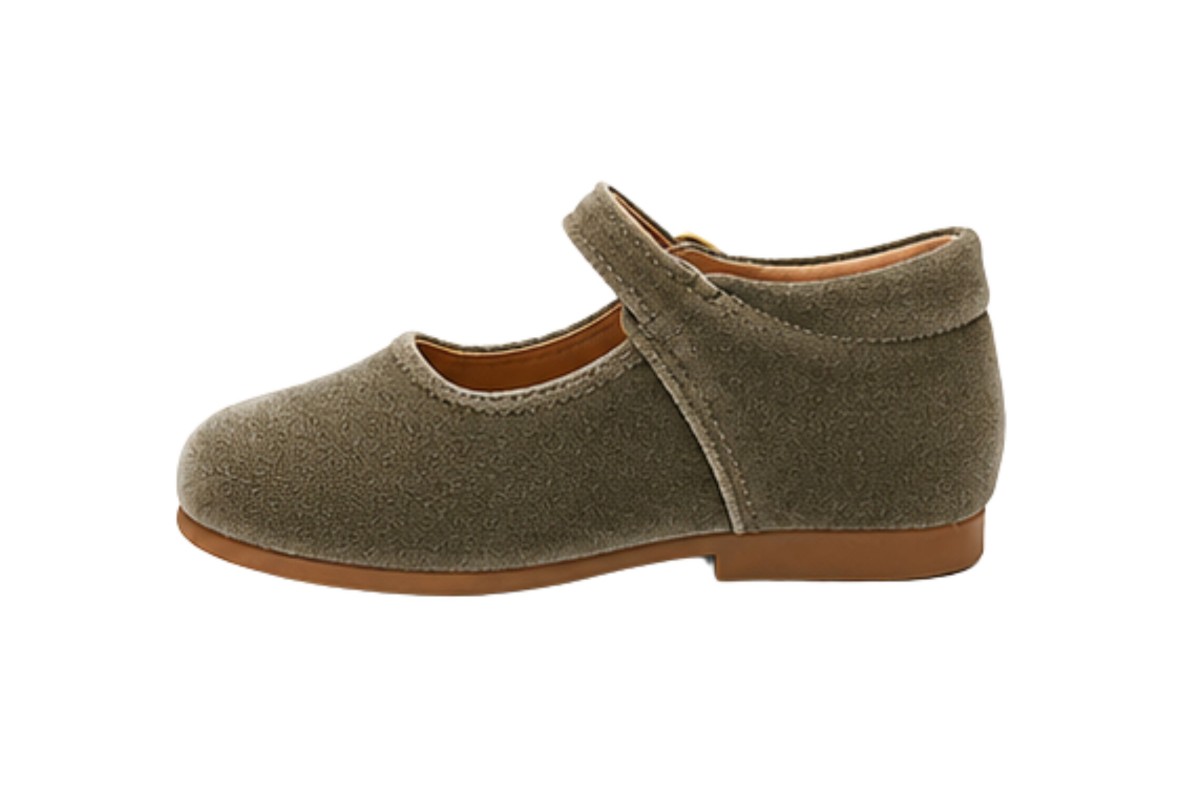 ANGELITOS MERCEDITAS TERCIOPELO NIÑA HEBILLA TAUPE